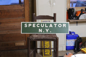 SPECULATOR NY SIGN (Green/Cream) (approx 30"x8", distressed)