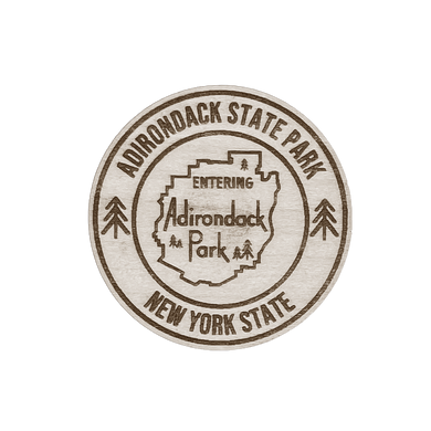 Entering Adirondack State Park Round Wood Magnet