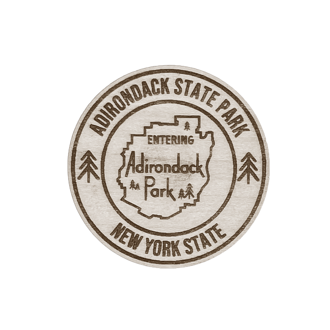 Entering Adirondack State Park Round Wood Magnet
